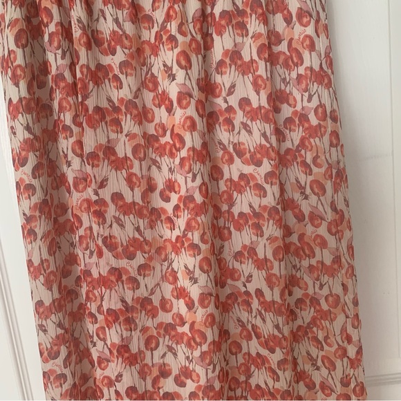 LC Lauren Conrad Cherry Print Maxi Dress Ruffle Trim 8 - Picture 5 of 9